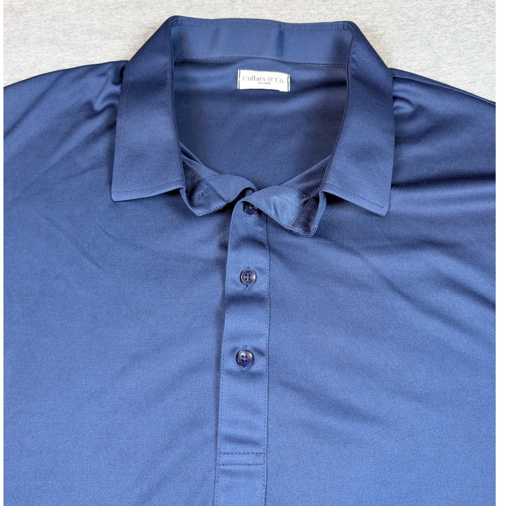 Collars & Co Men 4XL Navy Blue Dress Collar Polo Short Sleeve Performance Shirt